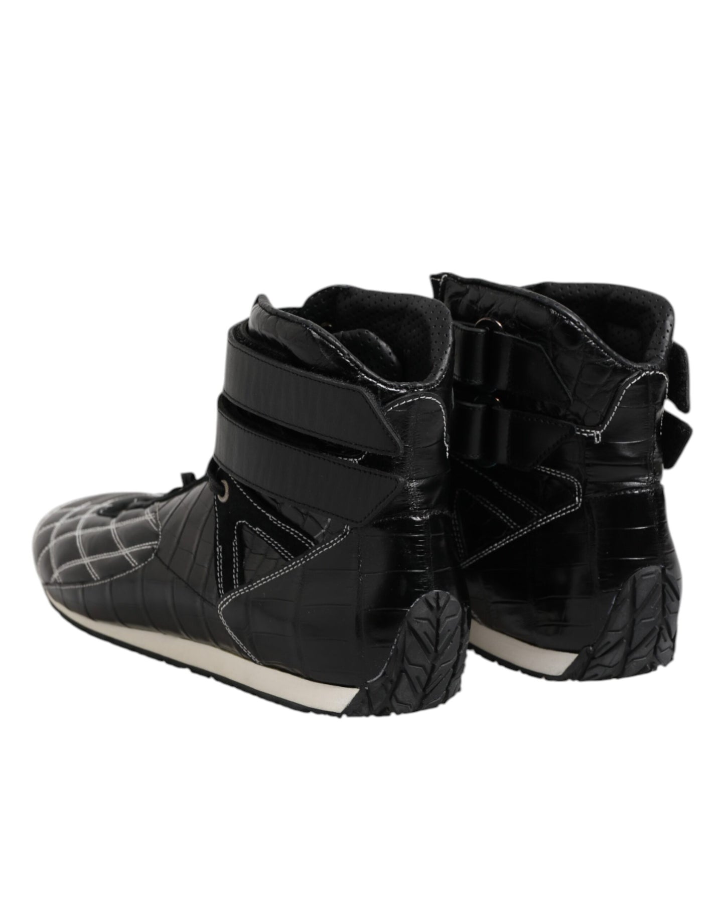 Dolce & Gabbana Black Quilted Leather Lace Up Sneakers