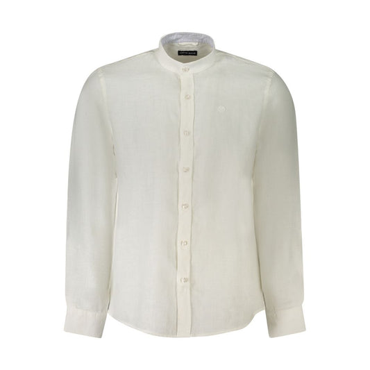 North Sails White Linen Shirt - Long Sleeve Korean Collar