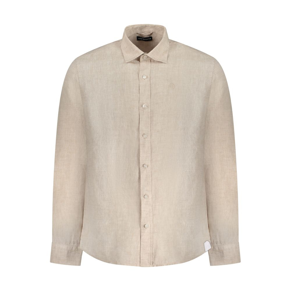 North Sails Beige Linen Shirt - Long Sleeve with Italian Collar