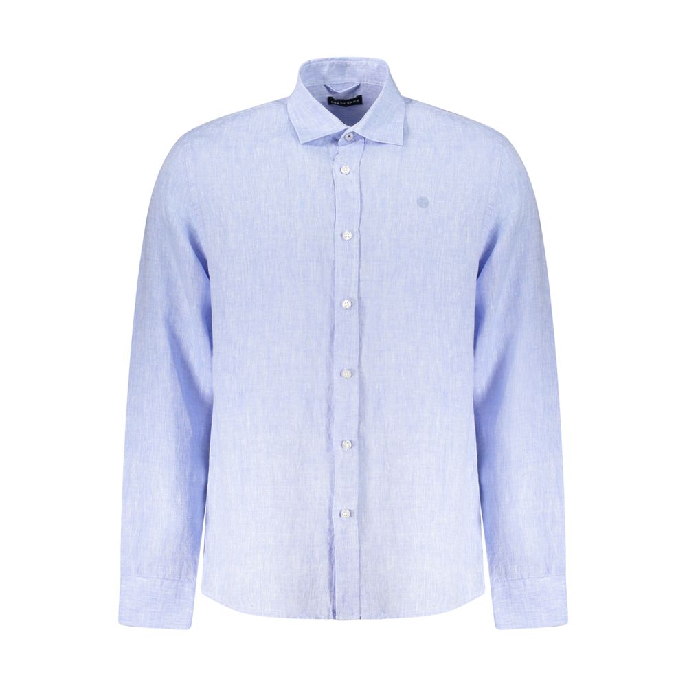 North Sails Blue Linen Shirt - Long Sleeve Italian Collar Style