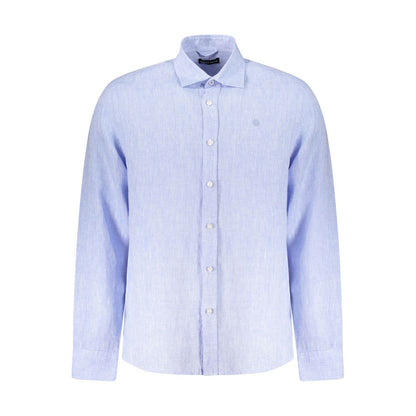 North Sails Blue Linen Shirt - Long Sleeve Italian Collar Style