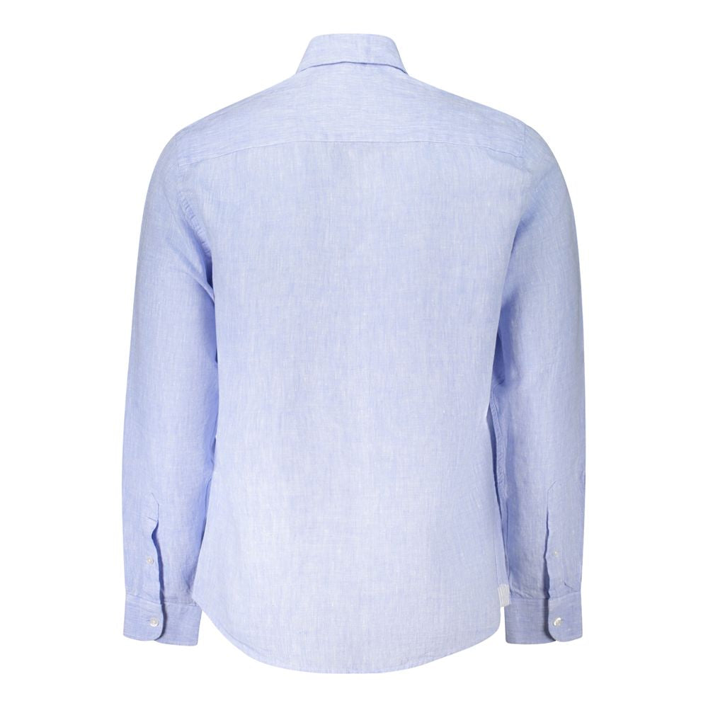 North Sails Blue Linen Shirt - Long Sleeve Italian Collar Style