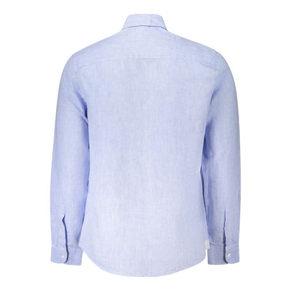 North Sails Blue Linen Shirt - Long Sleeve Italian Collar Style