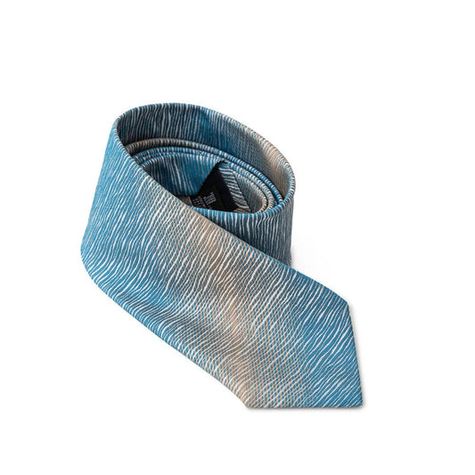 Emporio Armani Light Blue Silk Tie with Grey Embroidery