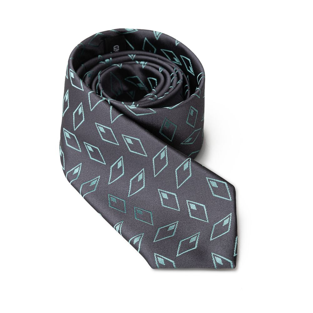 Giorgio Armani Anthracite Silk Tie with Geometric Design