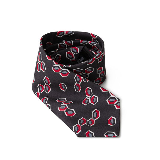 Giorgio Armani Anthracite Silk Tie with Multicolour Geometries