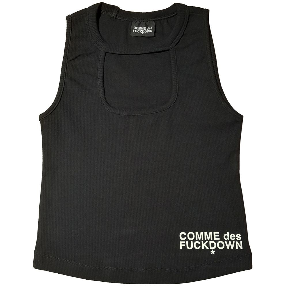 Comme Des Fuckdown Black Cotton Rib Top