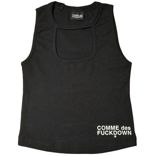 Comme Des Fuckdown Black Cotton Rib Top