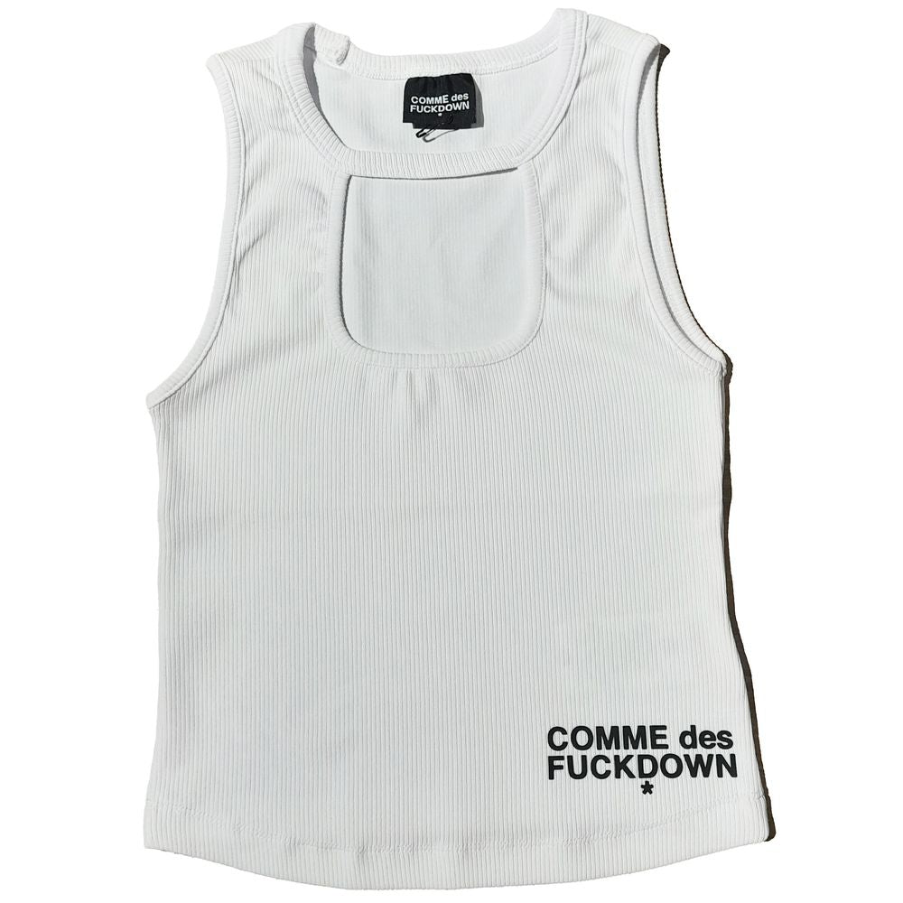 Comme Des Fuckdown White Cotton Rib Top