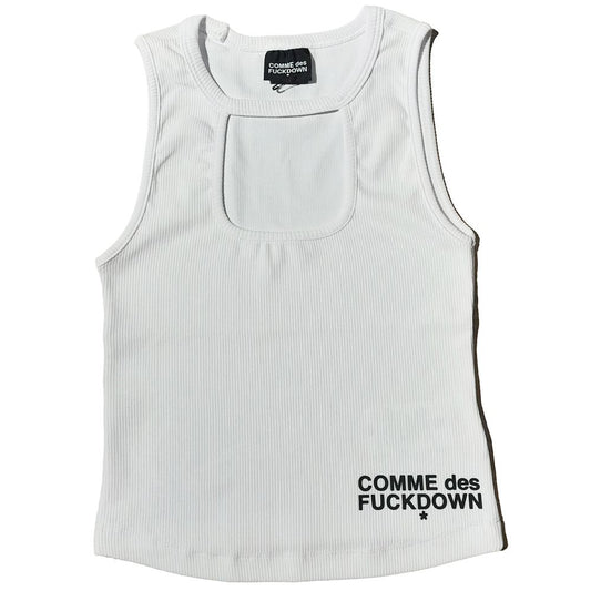 Comme Des Fuckdown White Cotton Rib Top