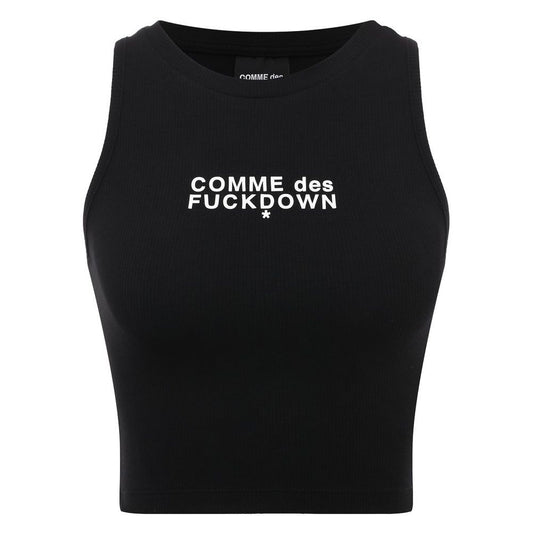 Comme Des Fuckdown Black Cotton Ribbed Cropped Top