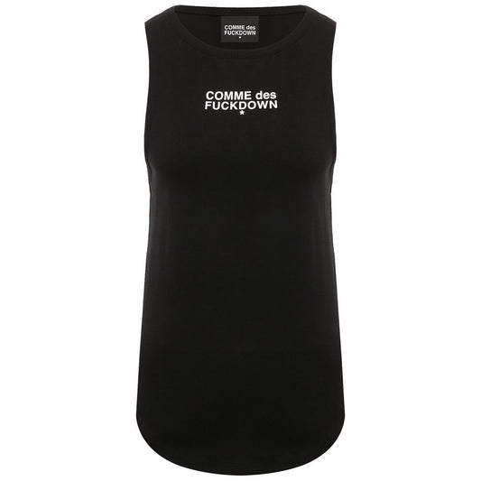 Comme Des Fuckdown Black Cotton Rib Tank Top