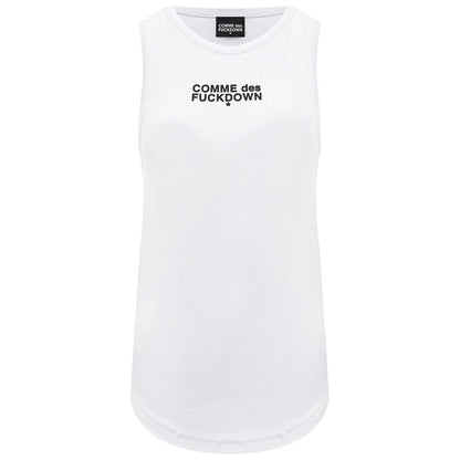 Comme Des Fuckdown White Cotton Rib Tank Top