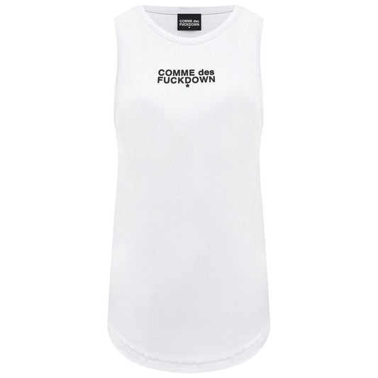 Comme Des Fuckdown White Cotton Rib Tank Top