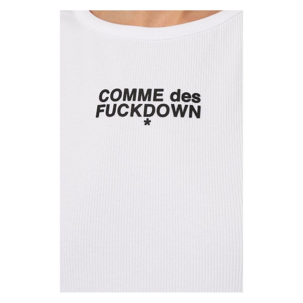 Comme Des Fuckdown White Cotton Rib Tank Top