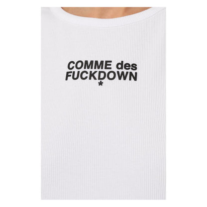 Comme Des Fuckdown White Cotton Rib Tank Top