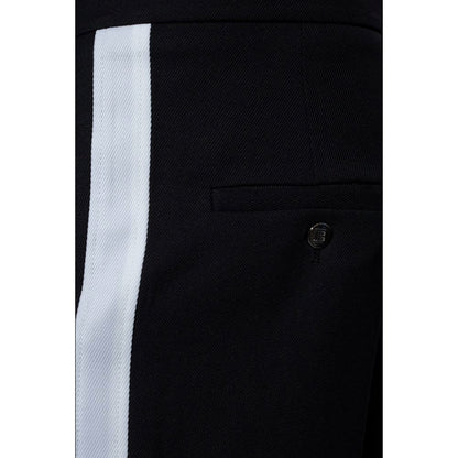 Balmain Black Cotton Trousers with White Side Stripes