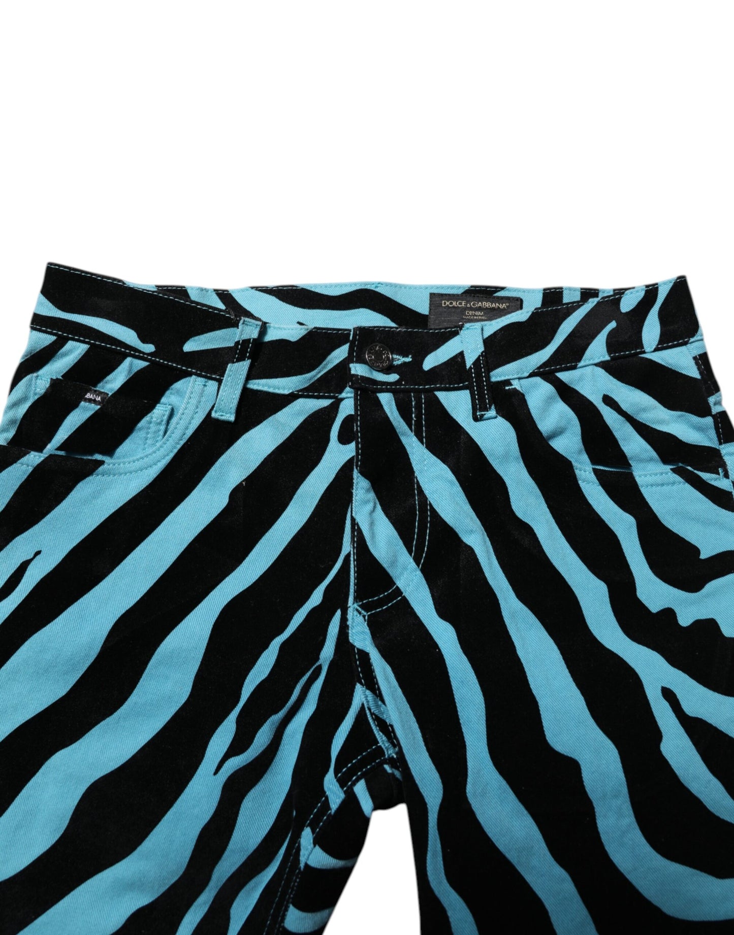 Dolce & Gabbana Blue Black Stripes Skinny Denim Jeans
