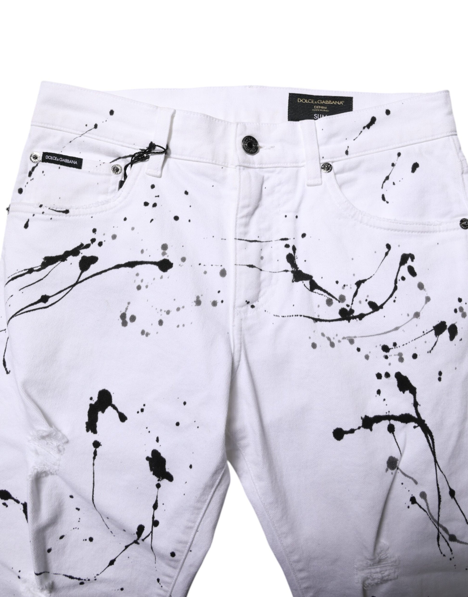 Dolce & Gabbana White ColorSplash Skinny Denim Jeans