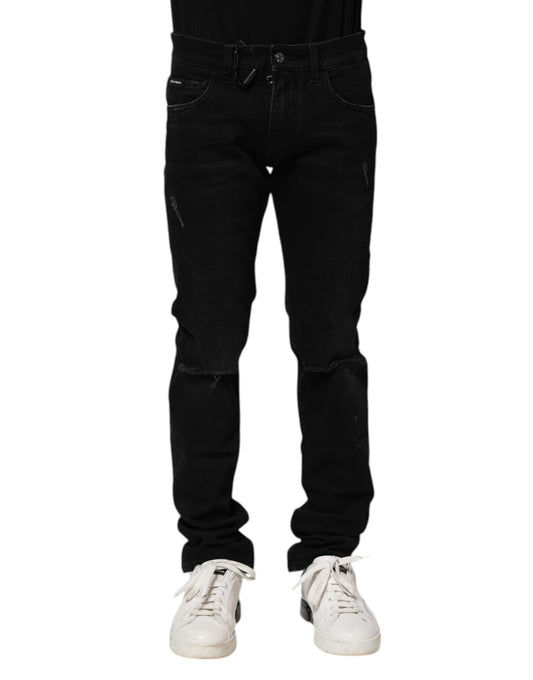 Dolce & Gabbana Black Cotton Skinny Denim Jeans for Men