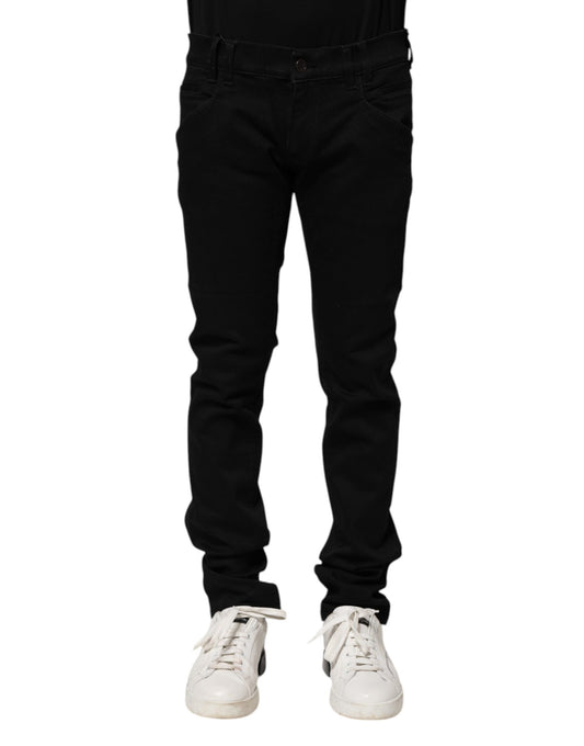 Dolce & Gabbana Black Cotton Skinny Denim Jeans - Elevate Your Wardrobe