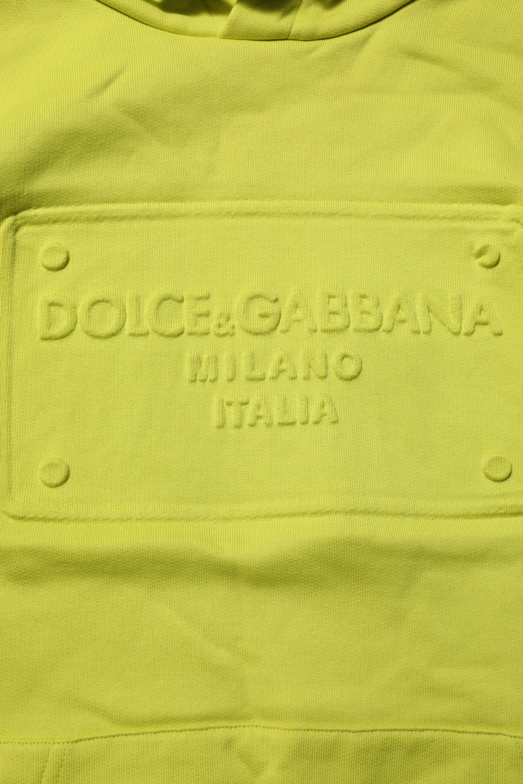 Dolce & Gabbana Green Cotton Hooded Logo Sweatshirt