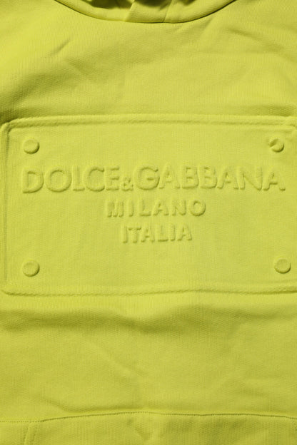 Dolce & Gabbana Green Cotton Hooded Logo Sweatshirt