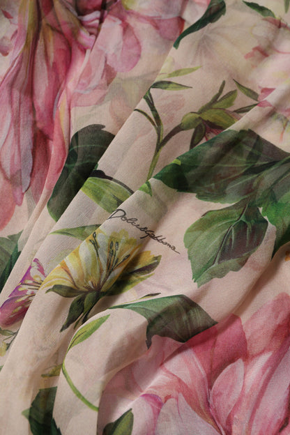 Dolce & Gabbana Pink Floral Print Tiered Long Maxi Dress