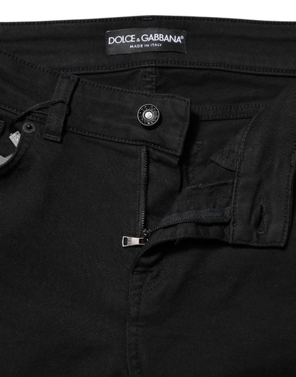 Dolce & Gabbana Black Cotton Skinny Mid Waisted Denim Jeans