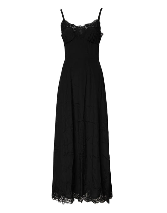 Dolce & Gabbana Black Floral Lace Lingerie Dress