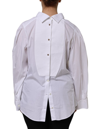 Dolce & Gabbana White Cotton Long Sleeves Formal Top Shirt