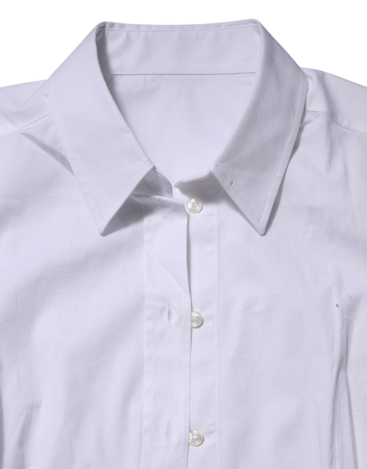 Dolce & Gabbana White Cotton Collared Long Sleeves Top Shirt