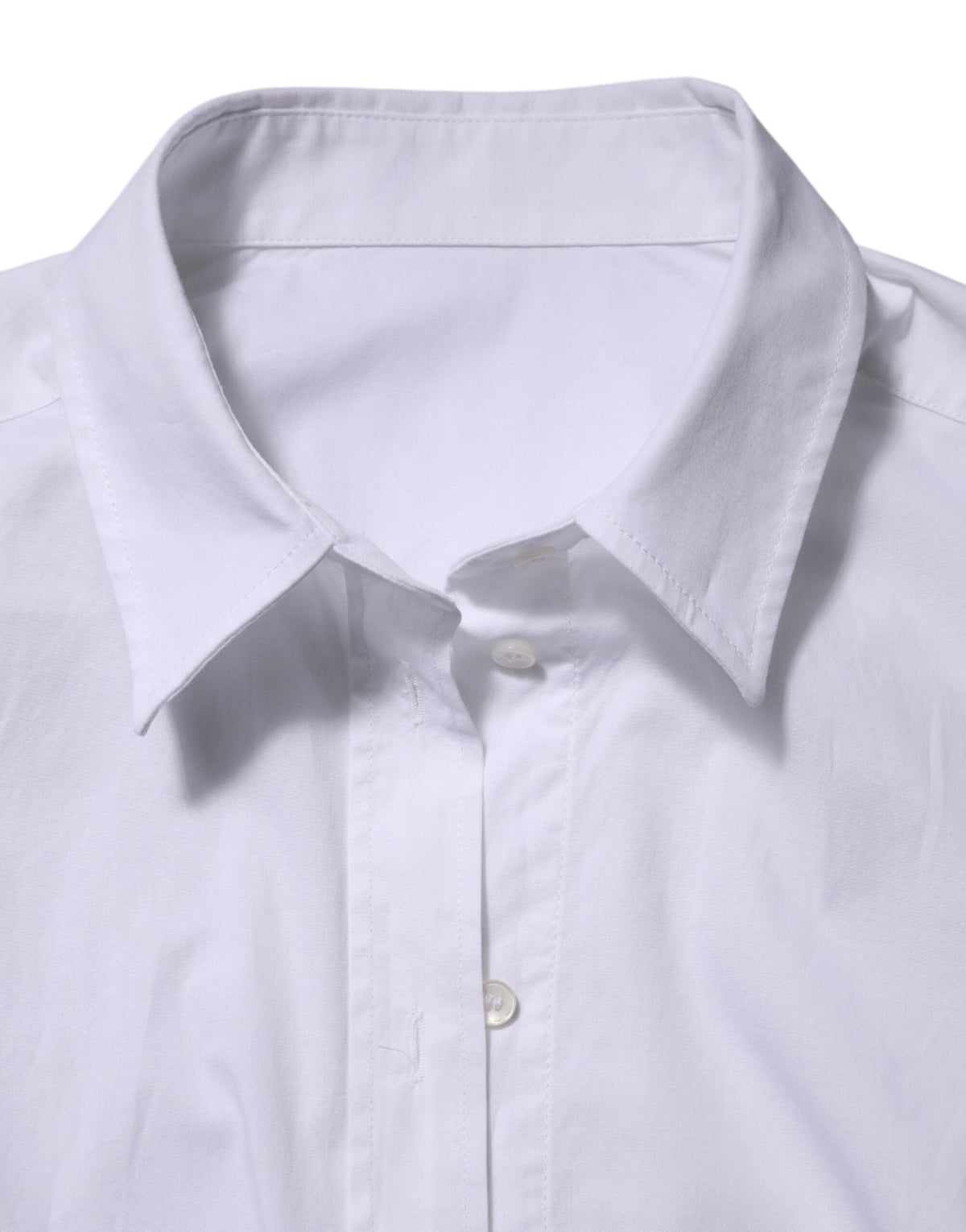 Dolce & Gabbana White Cotton Long Sleeves Collared Top Shirt