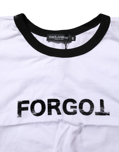 Dolce & Gabbana White Graphic Print Crew Neck Cropped T-shirt