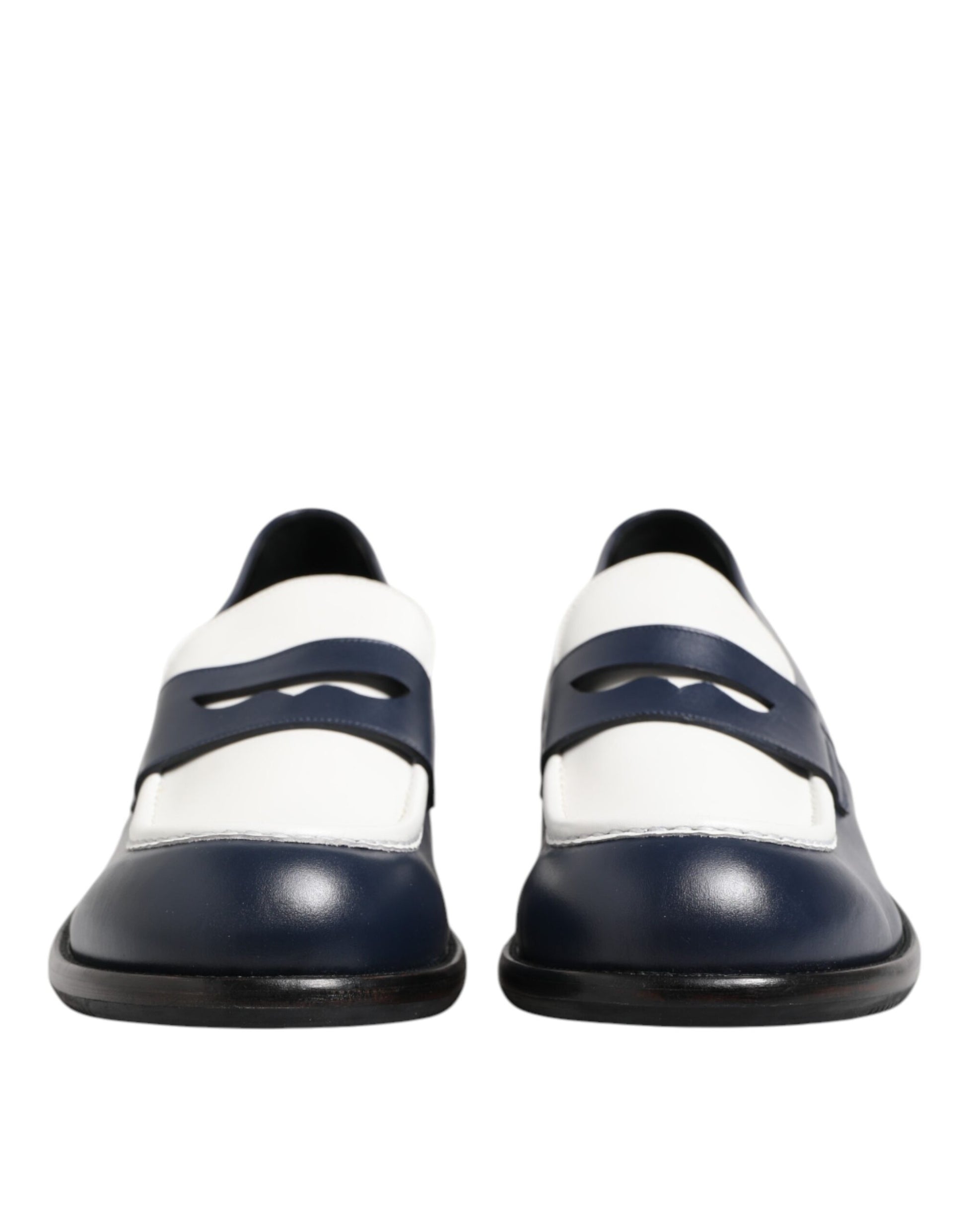 Dolce & Gabbana Black and White Leather Slip-On Loafers for Men