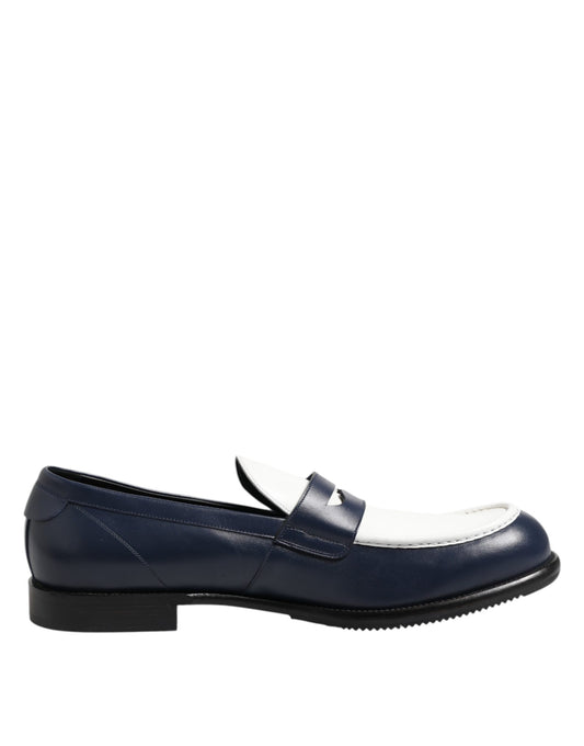 Dolce & Gabbana Black and White Leather Slip-On Loafers for Men