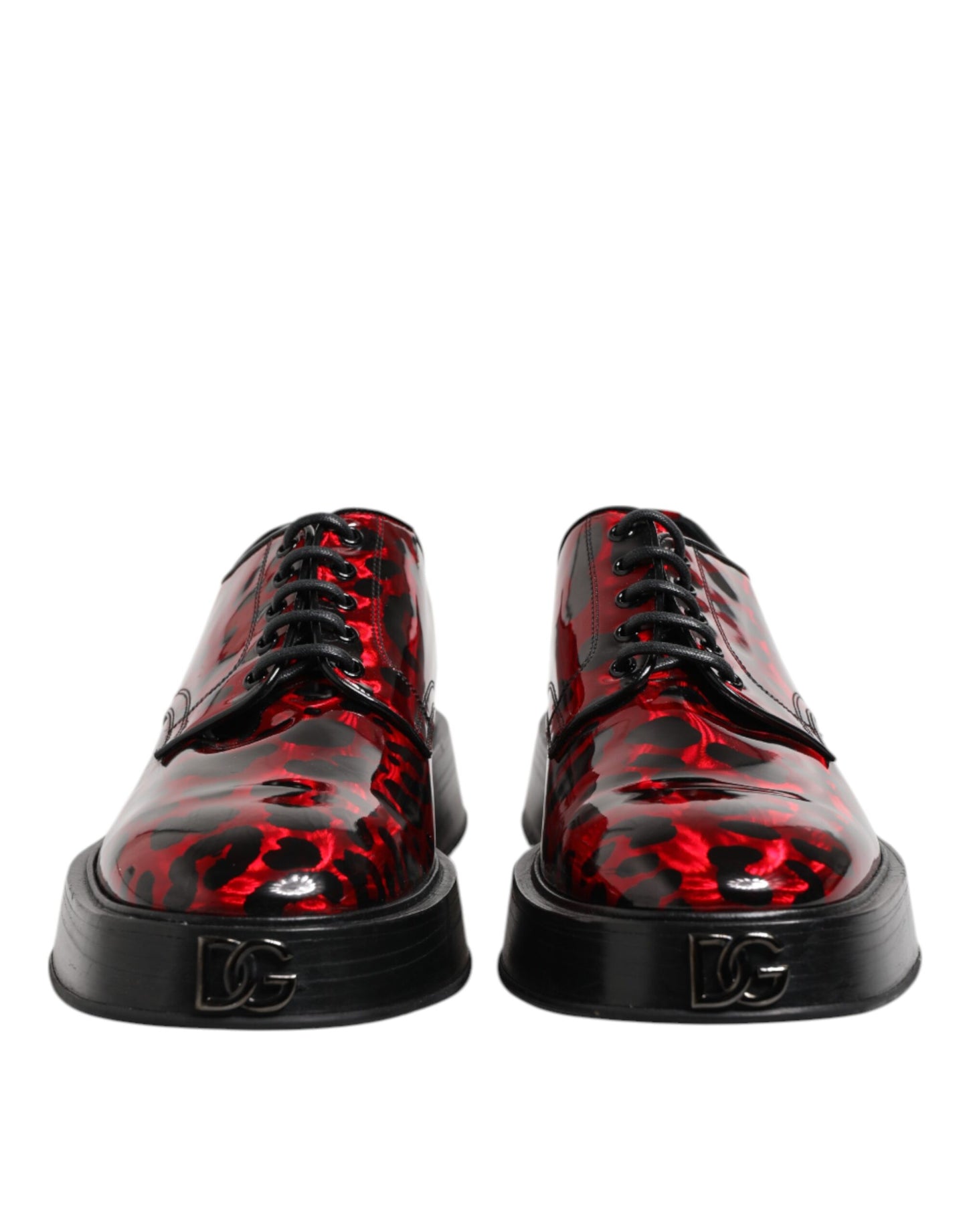 Dolce & Gabbana Red Leopard Derby Dress Shoes for Men