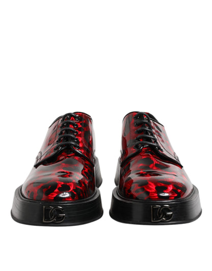 Dolce & Gabbana Red Leopard Derby Dress Shoes for Men