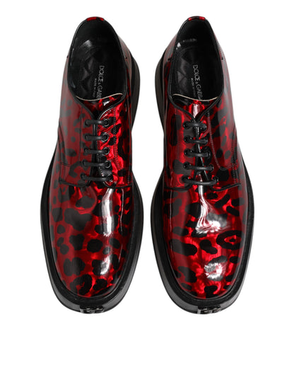 Dolce & Gabbana Red Leopard Derby Dress Shoes for Men