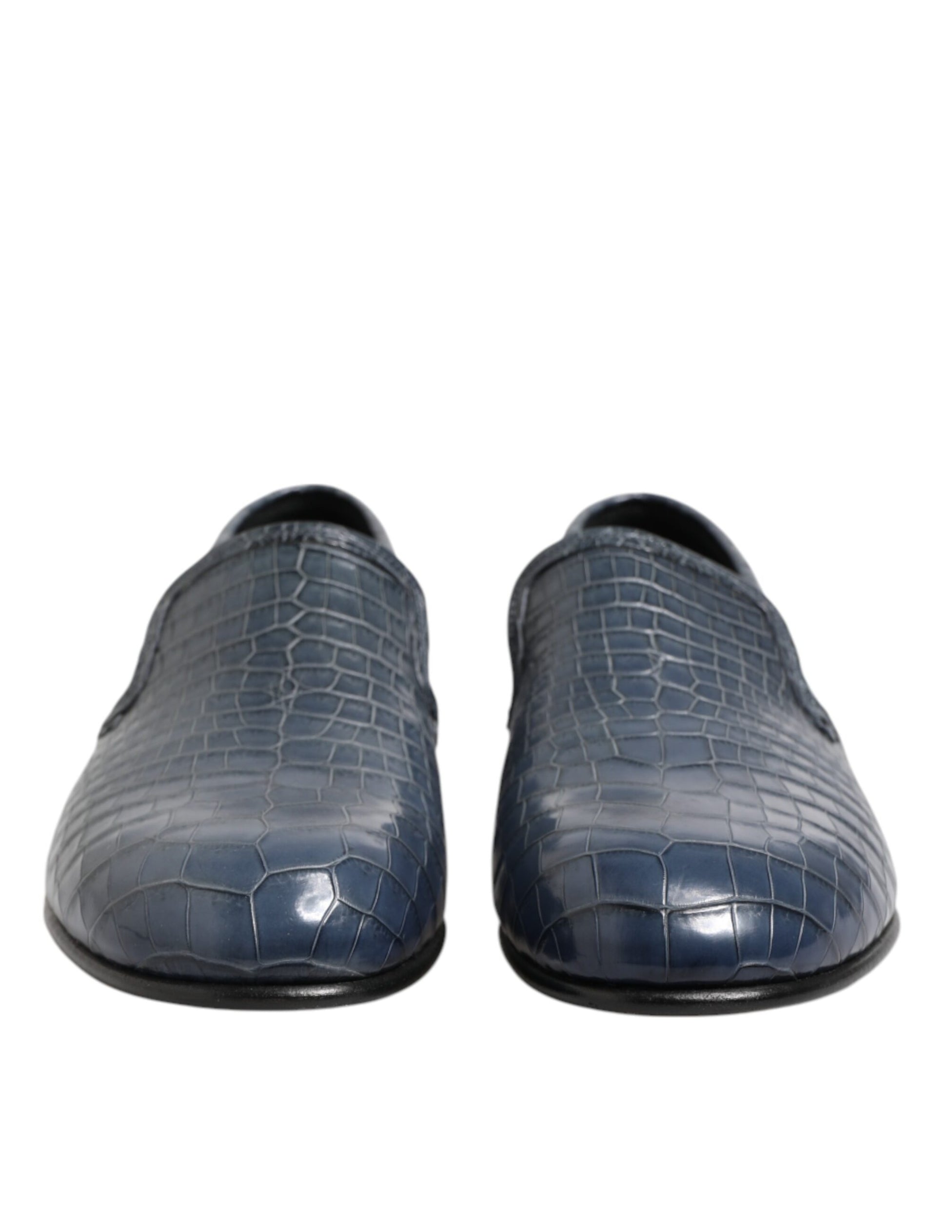 Dolce & Gabbana Blue Exotic Leather Slip On Loafers for Men