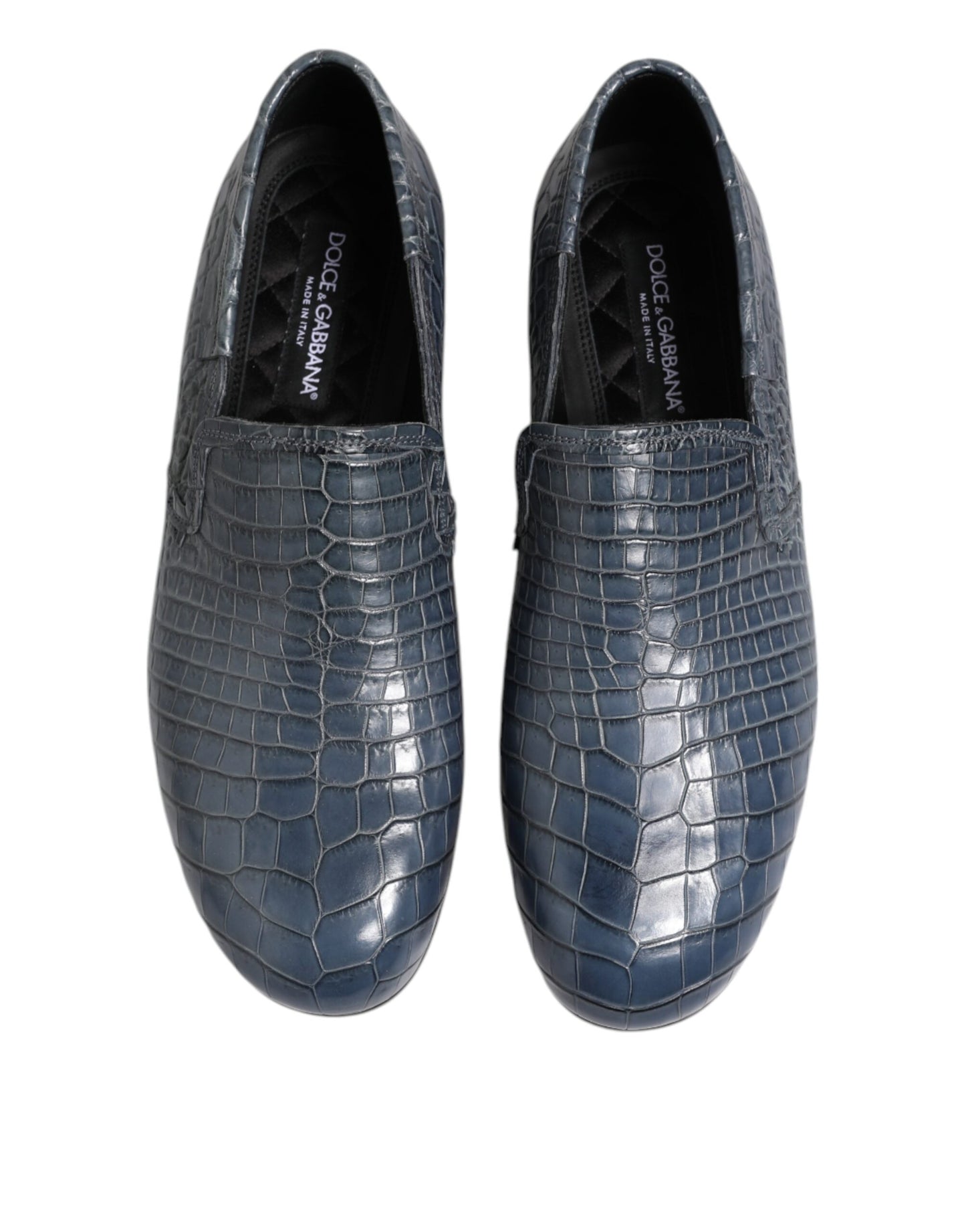Dolce & Gabbana Blue Exotic Leather Slip On Loafers for Men