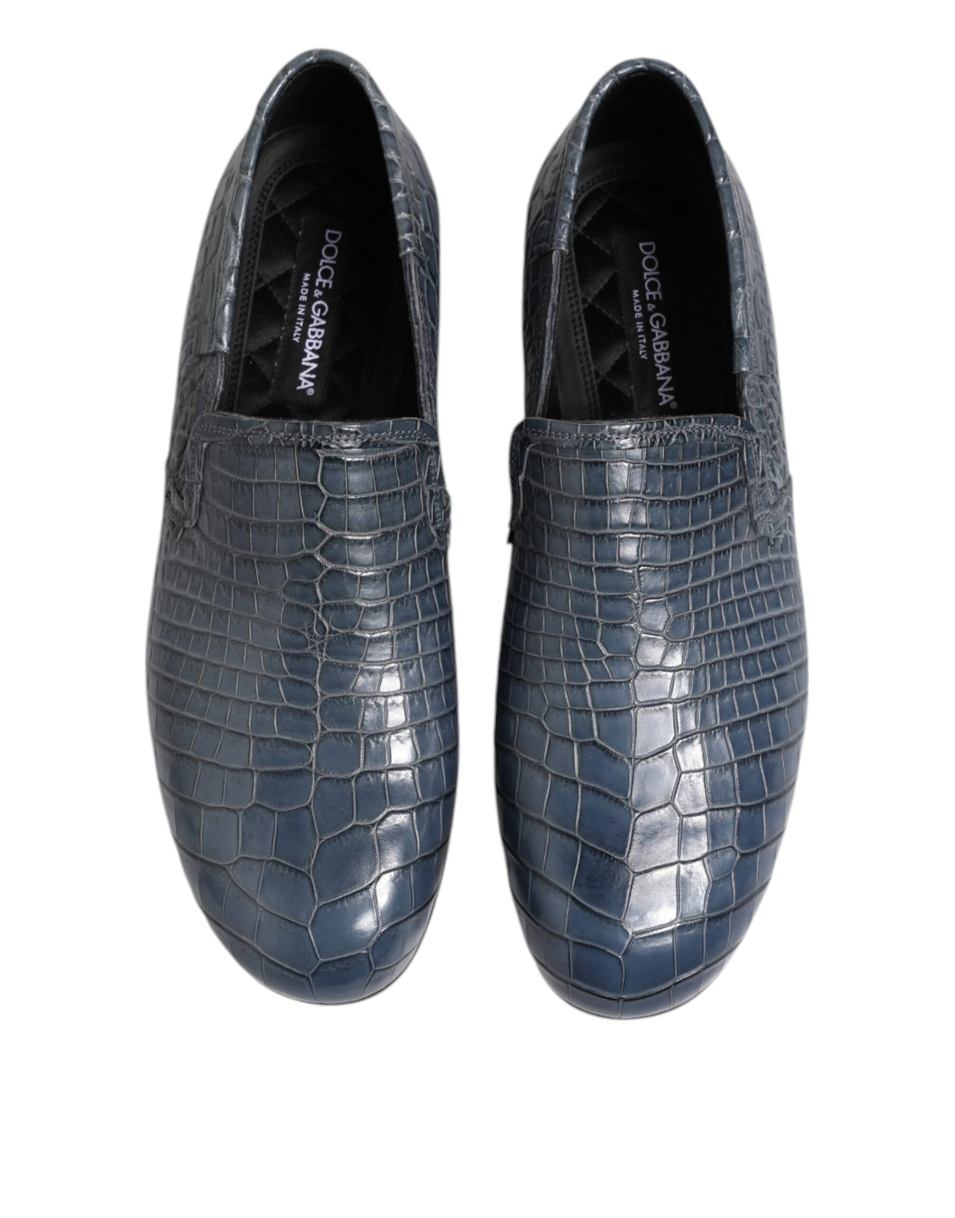 Dolce & Gabbana Blue Exotic Leather Slip On Loafers for Men