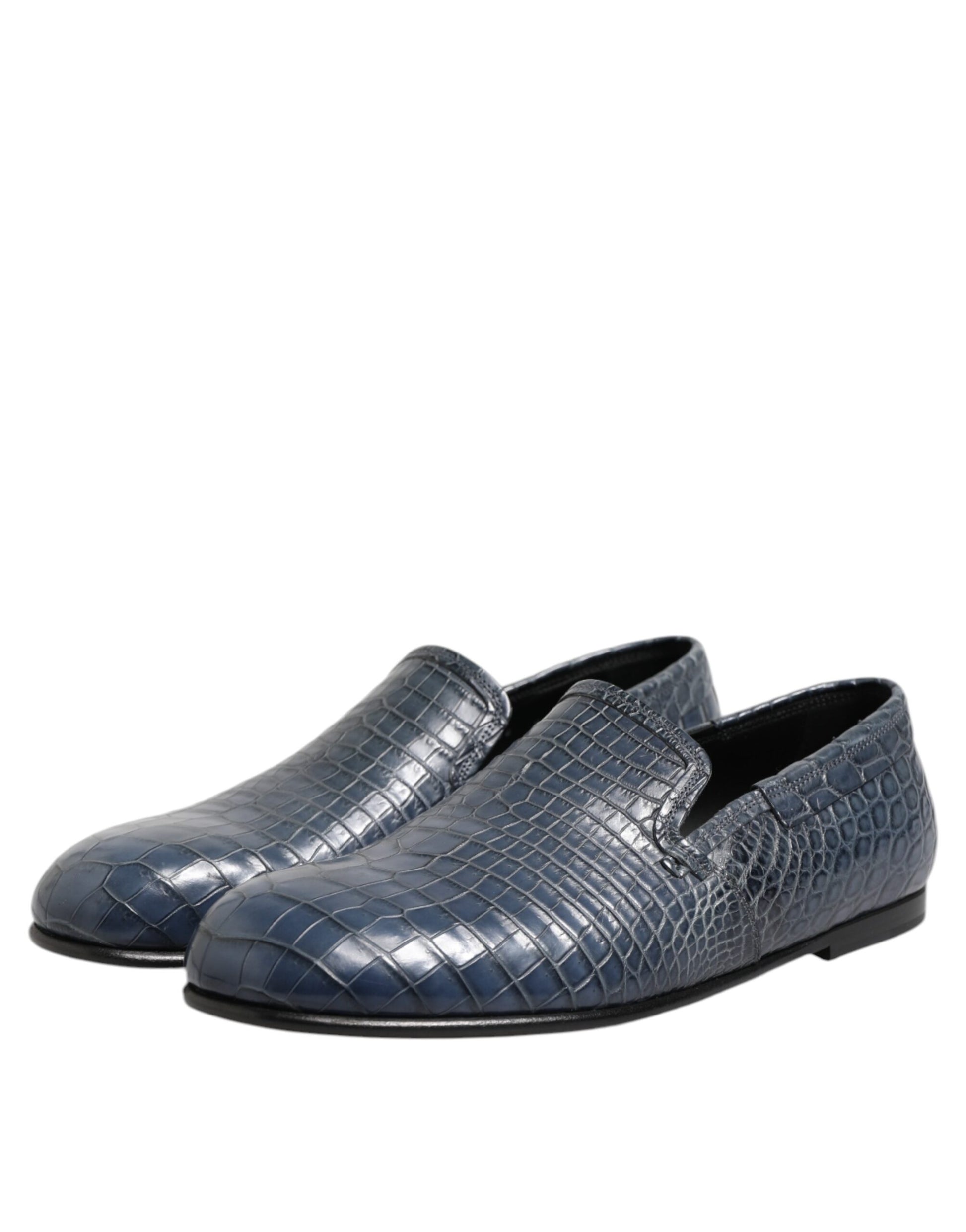 Dolce & Gabbana Blue Exotic Leather Slip On Loafers for Men