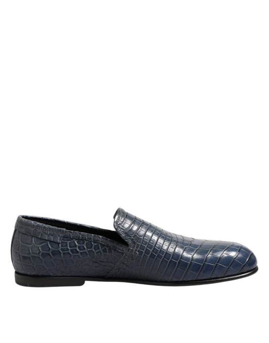 Dolce & Gabbana Blue Exotic Leather Slip On Loafers for Men