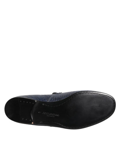 Dolce & Gabbana Blue Exotic Leather Slip On Loafers for Men