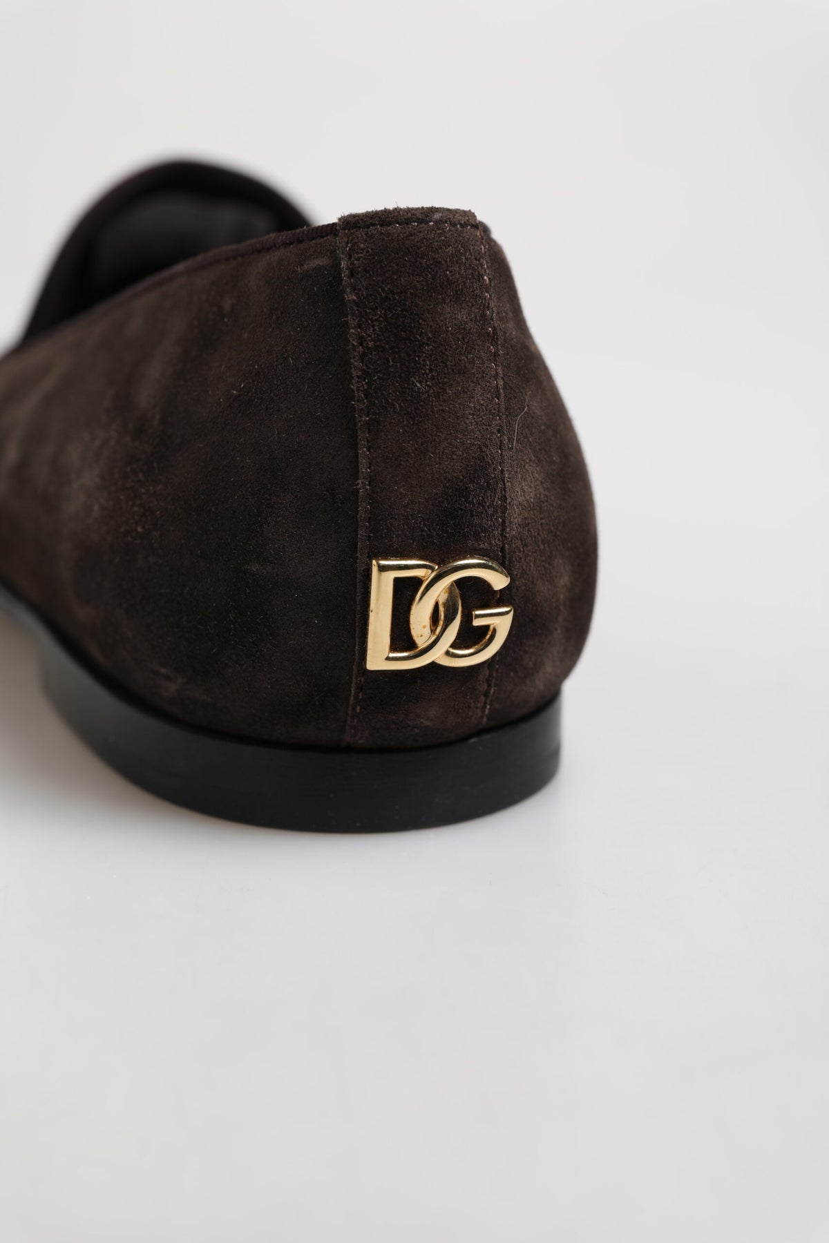 Dolce & Gabbana Brown Velvet Leather Slip On Loafers