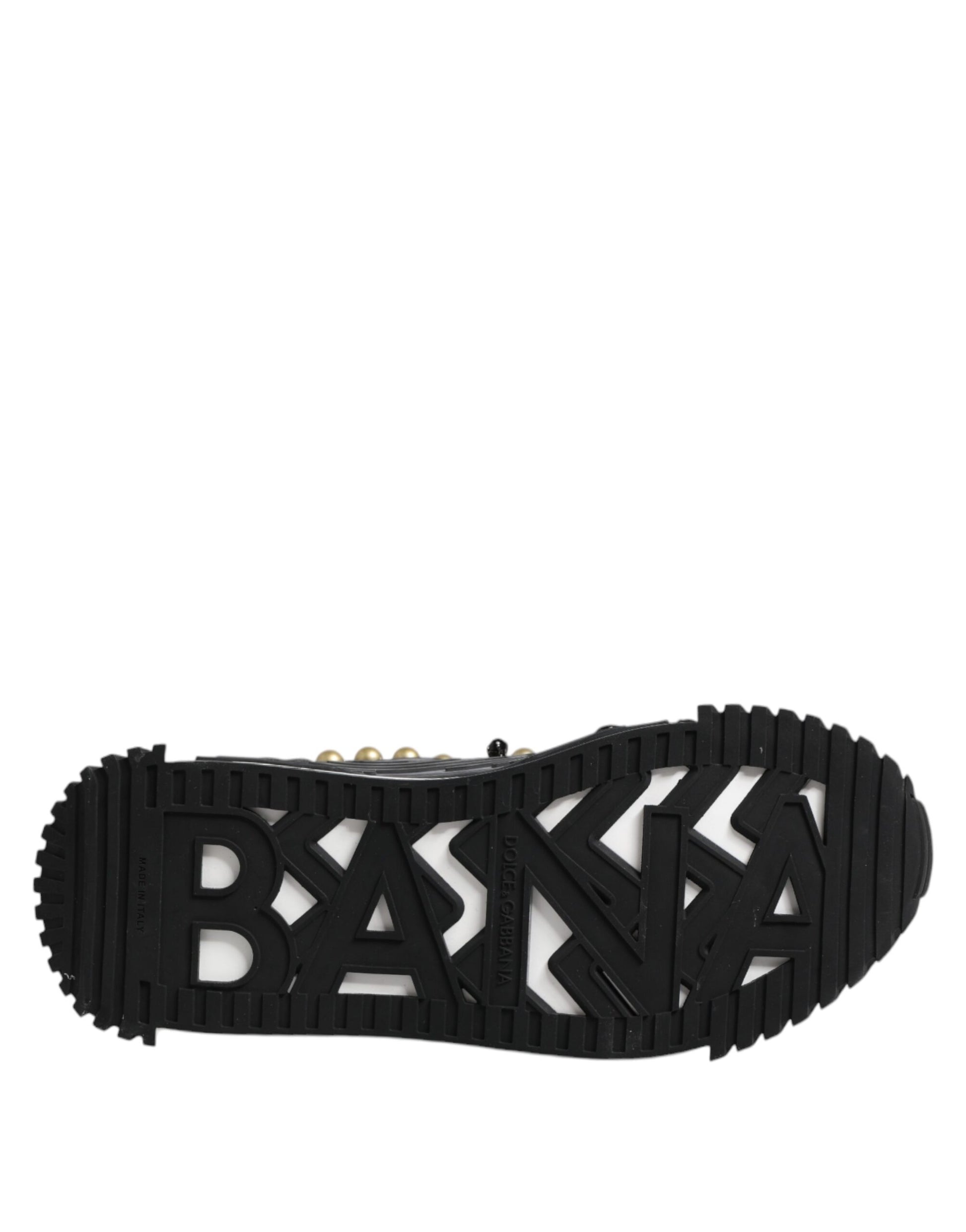 Dolce & Gabbana Black Leather Studded Ankle Strap Sandals