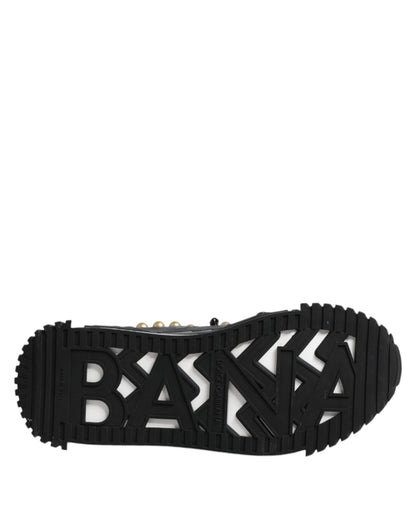 Dolce & Gabbana Black Leather Studded Ankle Strap Sandals