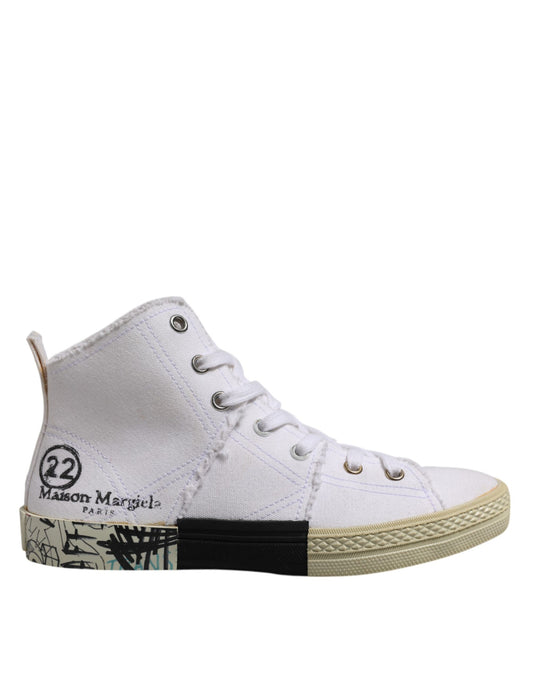 Maison Margiela White Lace Up Mid Top Women Sneakers
