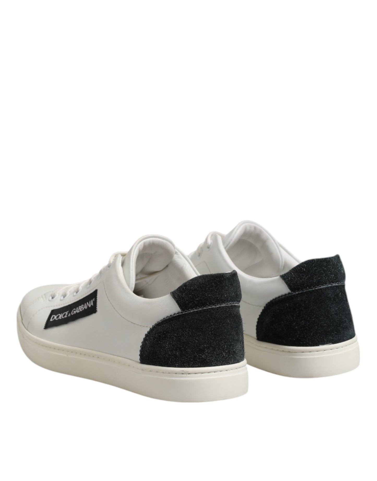 Dolce & Gabbana White and Black Leather Low-Top Sneakers for Men